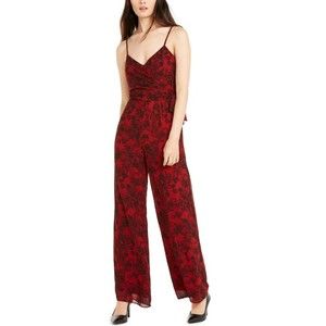 MICHAEL KORS Women's Lace Print Spaghetti Strap Belted Jumpsuit Size XL